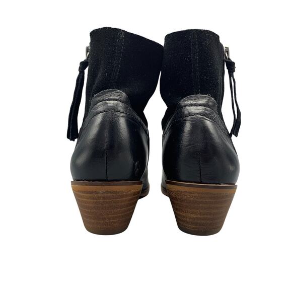 Frye & Co Womens Rubie Zip Bootie Size 8 Black Leather Ankle Boot Suede 70733 - Picture 4 of 10